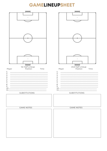 GAME LINEUP SHEET